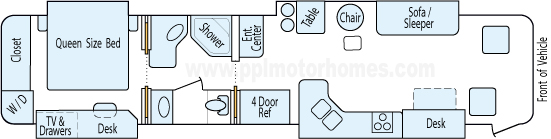 40' 2005 Travel Supreme 400hp Cummins w/4 Slides Floorplan