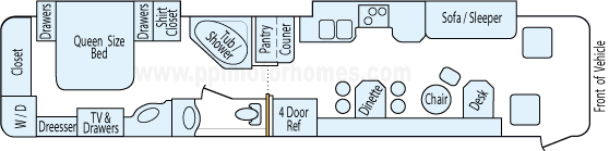 41' 2002 Monaco Dynasty 400hp Cummins w/2 Slides Floorplan