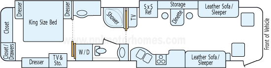 43' 2009 Tiffin Allegro Bus 425hp Cummins w/4 Slides Floorplan