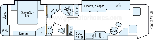 38' 2004 Tiffin Allegro Bus 350hp Cummins w/3 Slides Floorplan