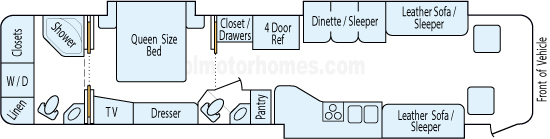 41' 2006 Fleetwood Revolution Le 400hp Caterpillar w/3 Slides Floorplan