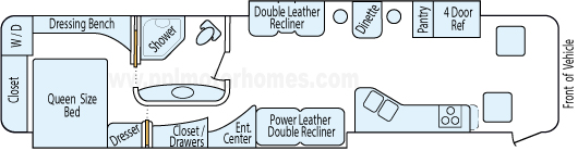 41' 2008 Winnebago Vectra 425hp Cummins w/2 Slides Floorplan