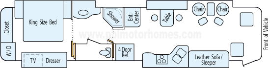 41' 2011 Damon Tuscany 360hp Cummins w/4 Slides Floorplan
