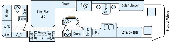 42' 2008 Gulf Stream Tour Master 330hp Mercedes Benz w/2 Slides Floorplan