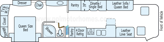 38' 2008 Fleetwood Expedition 325hp Cummins w/2 Slides Floorplan