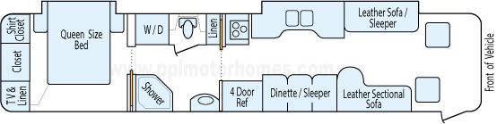 40' 2003 Fleetwood Revolution 350hp Cummins w/2 Slides Floorplan