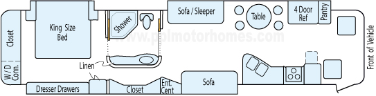 42' 2009 Mandalay Presidio 360hp Cummins w/3 Slides Floorplan