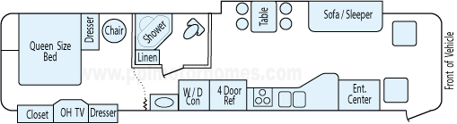 38' 2002 Georgie Boy Cruise Air Xl Caterpillar w/2 Slides Floorplan