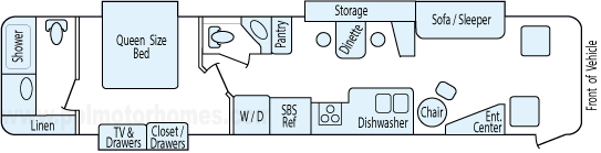 42' 2008 Gulf Stream Tourmaster 330hp Mercedes Benz w/3 Slides Floorplan