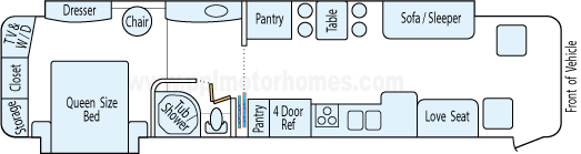 38' 2007 Fleetwood Bounder 300hp Caterpillar w/2 Slides Floorplan