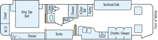 40' 2011 Newmar Dutch Star 400hp Cummins w/4 Slides - Bunk House Floorplan