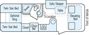 25' 2012 Winnebago Via Diesel Mercedes Be w/Slide Floorplan