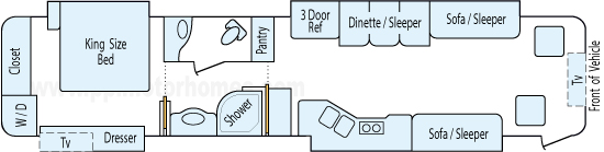 40' 2010 Tiffin Phaeton 360hp Cummins w/4 Slides Floorplan