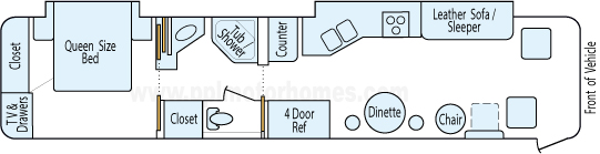 39' 2003 Fleetwood Providence 330hp Caterpillar w/2 Slides Floorplan