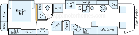 41' 2008 Beaver Contessa Series 425hp Caterpillar w/4 Slides Floorplan