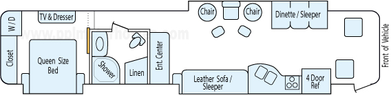 41' 2010 Fleetwood Discovery 350hp Cummins w/3 Slides Floorplan