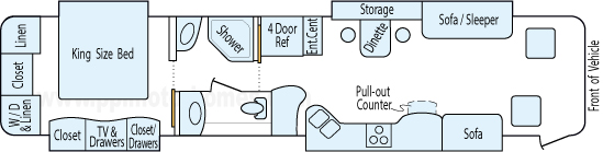 40' 2007 Coachmen Sportscoach Elite 350hp Caterpillar w/4 Slides Floorplan