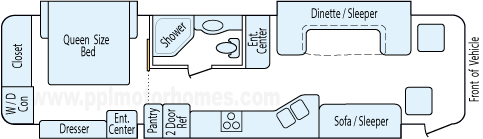 35' 2012 Allegro Red By Tiffin 340hp Cummins w/4 Slides Floorplan