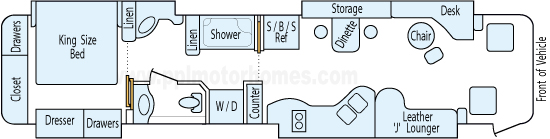 44' 2005 Monaco Executive 525hp Cummins w/4 Slides Floorplan