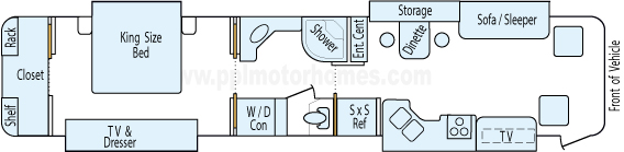 46' 2006 Travel Supreme Select 500hp Cummins w/4 Slides Floorplan