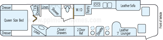 40' 1999 Fleetwood American Eagle 350hp Cummins w/Slide Floorplan