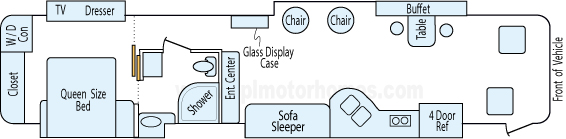 41' 2010 Damon Tuscany 360hp Cummins w/4 Slides Floorplan