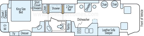 43' 2007 Fleetwood American Eagle 400hp Cummins w/4 Slides Floorplan