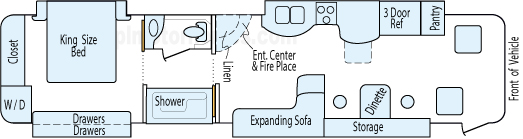 37' 2014 Thor Tuscany Xte 360hp Cummins w/4 Slides Floorplan