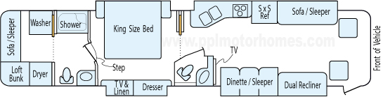 42' 2011 Fleetwood Discovery 380hp Cummins w/4 Slides - Bunk House Floorplan