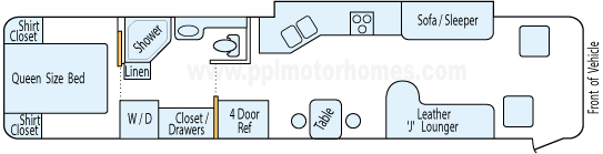 38' 1999 Holiday Rambler Endeavor 275hp Cummins w/Slide Floorplan