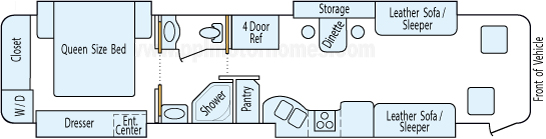 40' 2008 Tiffin Allegro Bus 425hp Cummins w/4 Slides Floorplan