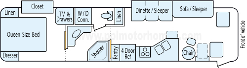 36' 2006 Winnebago Journey 350hp Caterpillar w/2 Slides Floorplan