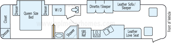 39' 2001 Fleetwood Discovery 330hp Caterpillar w/2 Slides Floorplan