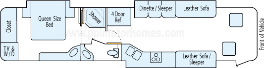 39' 2005 Fleetwood Discovery 330hp Caterpillar w/3 Slides Floorplan