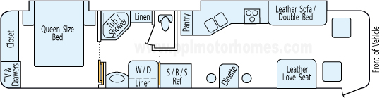 39' 2001 Fleetwood Discovery 330hp Caterpillar w/2 Slides Floorplan
