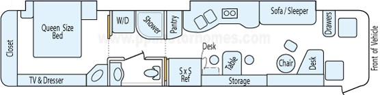 40' 2002 Country Coach Magna 425hp Caterpillar w/2 Slides Floorplan