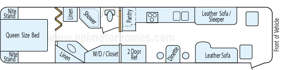 40' 1998 Fleetwood American Eagle 325hp Cummins w/Slide Floorplan