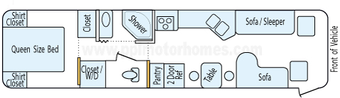36' 1998 Monaco Windsor 300hp Cummins Floorplan