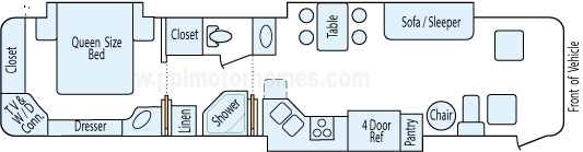 39' 2004 Newmar Dutch Star 370hp Cummins w/3 Slides Floorplan