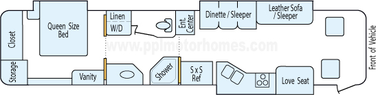40' 2005 Coachmen Encore Sportscoach 330hp Caterpillar w/3 Slides Floorplan