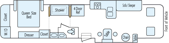 40' 2003 Safari Zanzibar 370hp Cummins w/3 Slides Floorplan
