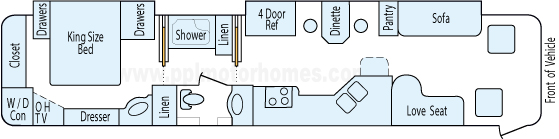 42' 2004 Monaco Dynasty 400hp Cummins w/2 Slides Floorplan