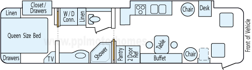 36' 2000 Itasca Horizon 300hp Caterpillar w/2 Slides Floorplan