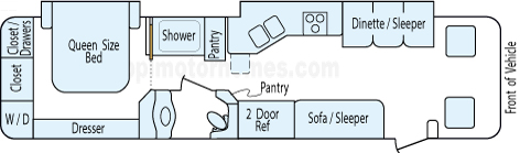 33' 2015 Fleetwood Excursion 360hp Cummins w/2 Slides - Bunk House Floorplan