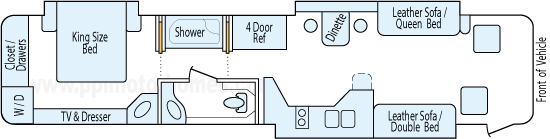 40' 2005 Fleetwood American Eagle 400hp Cummins w/3 Slides Floorplan