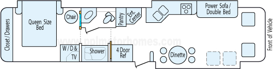 41' 2004 Gulf Stream Atrium Special 330hp Caterpillar w/3 Slides Floorplan