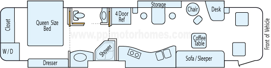 40' 2006 Country Coach Intrigue 530 525hp Caterpillar w/4 Slides Floorplan