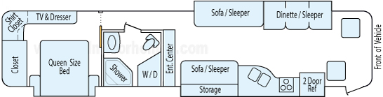 41' 2008 Fleetwood Providence 360hp Cummins w/3 Slides Floorplan