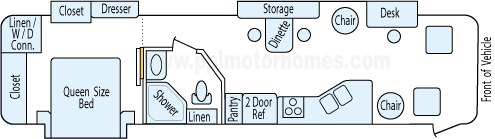 36' 2005 Holiday Rambler Endeavor 400hp Cummins w/3 Slides Floorplan