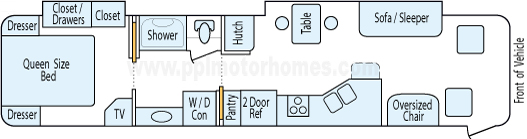 38' 2003 Newmar Kountry Star 330hp Caterpillar w/2 Slides Floorplan
